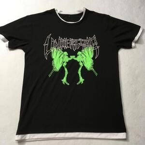 UNDERTRAP SKULLS SKELETON GRAPHIC NEON  T-SHIRT SMALL